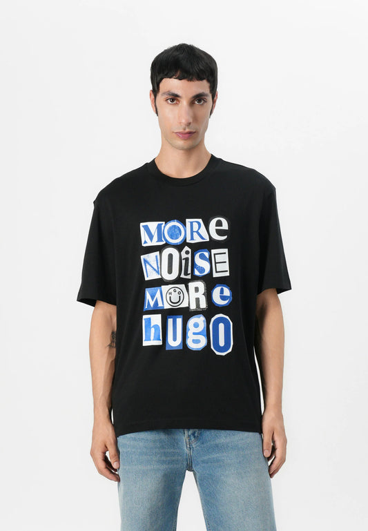 BOSS Men's Tri-Color Diagonal Stripe Logo Luxury T-Shirt