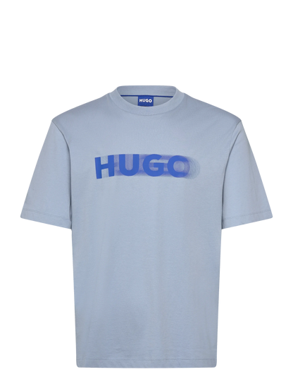 HUGO Men's Motion Blur Logo Luxury T-Shirt - Light Blue