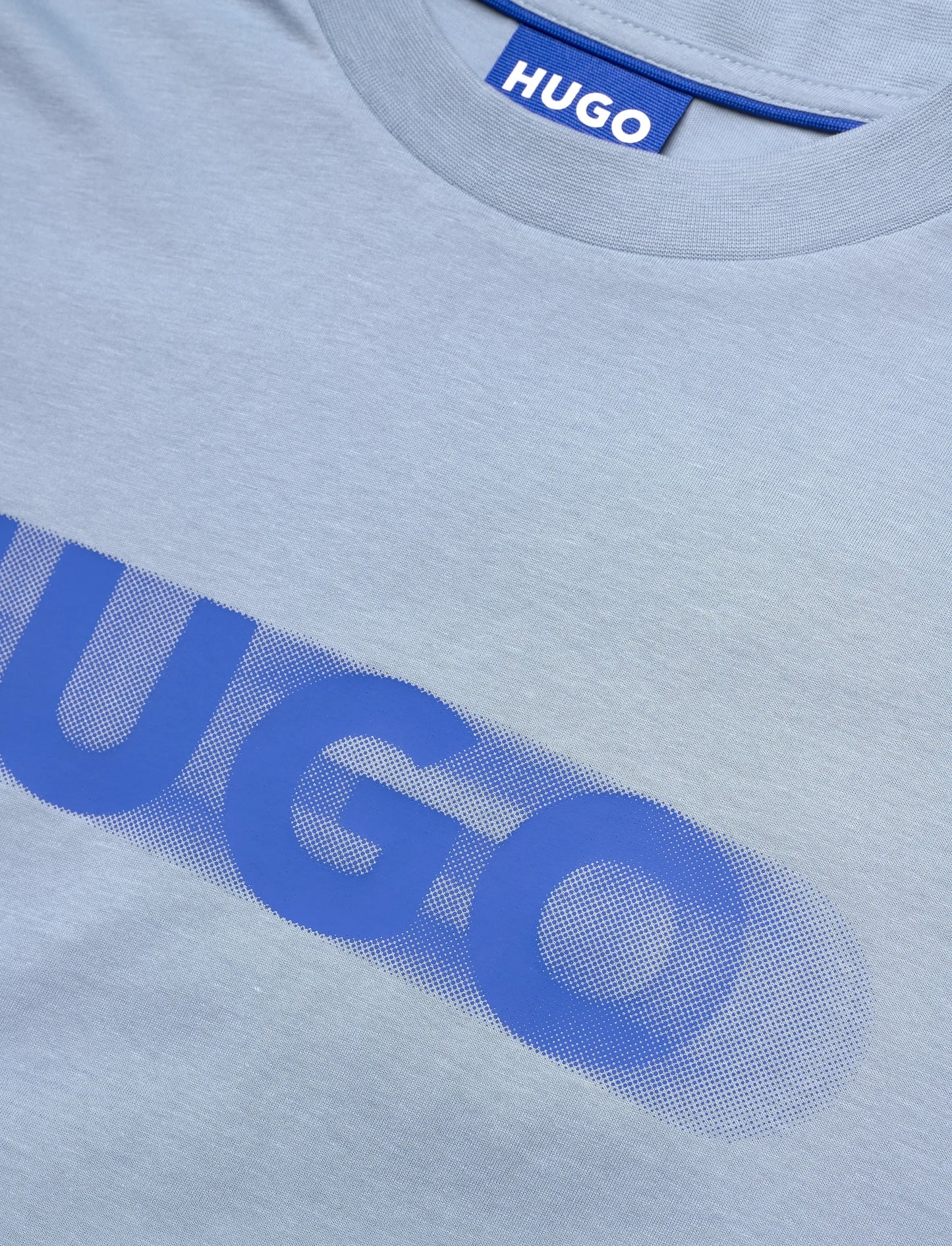 HUGO Men's Motion Blur Logo Luxury T-Shirt - Light Blue