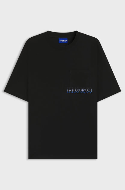 BOSS Men's Striped Fill Block Logo Luxury T-Shirt