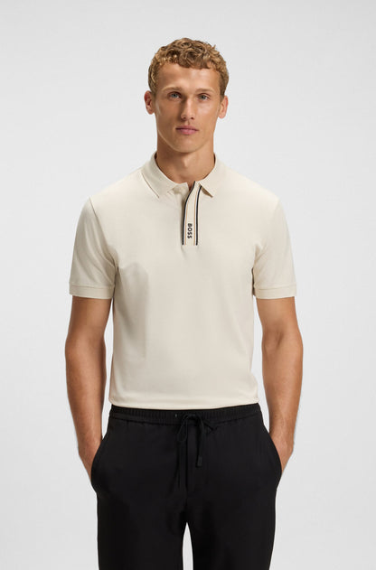 BOSS Men's Slim Fit Athleisure Active Cotton Polo Shirt with Logo Placket Green Line