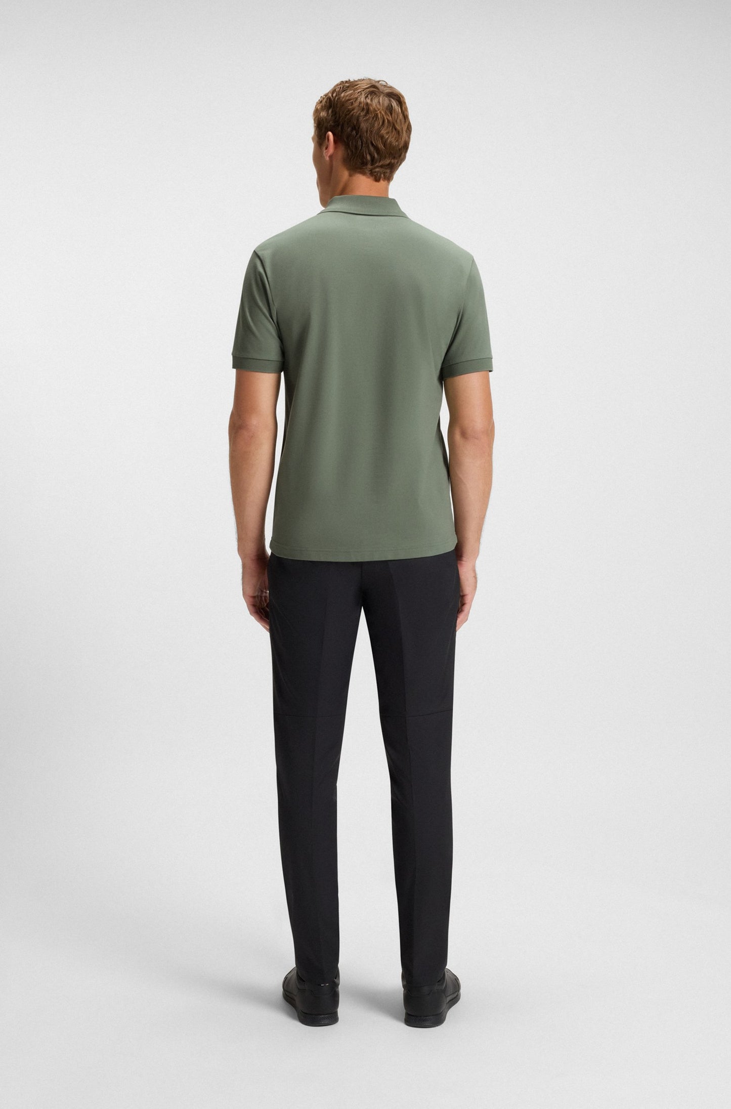 BOSS Men's Slim Fit Athleisure Active Cotton Polo Shirt with Logo Placket Green Line