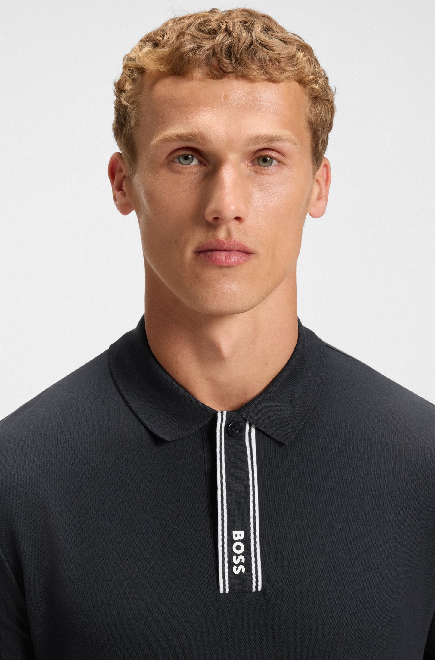 BOSS Men's Slim Fit Athleisure Active Cotton Polo Shirt with Logo Placket Green Line