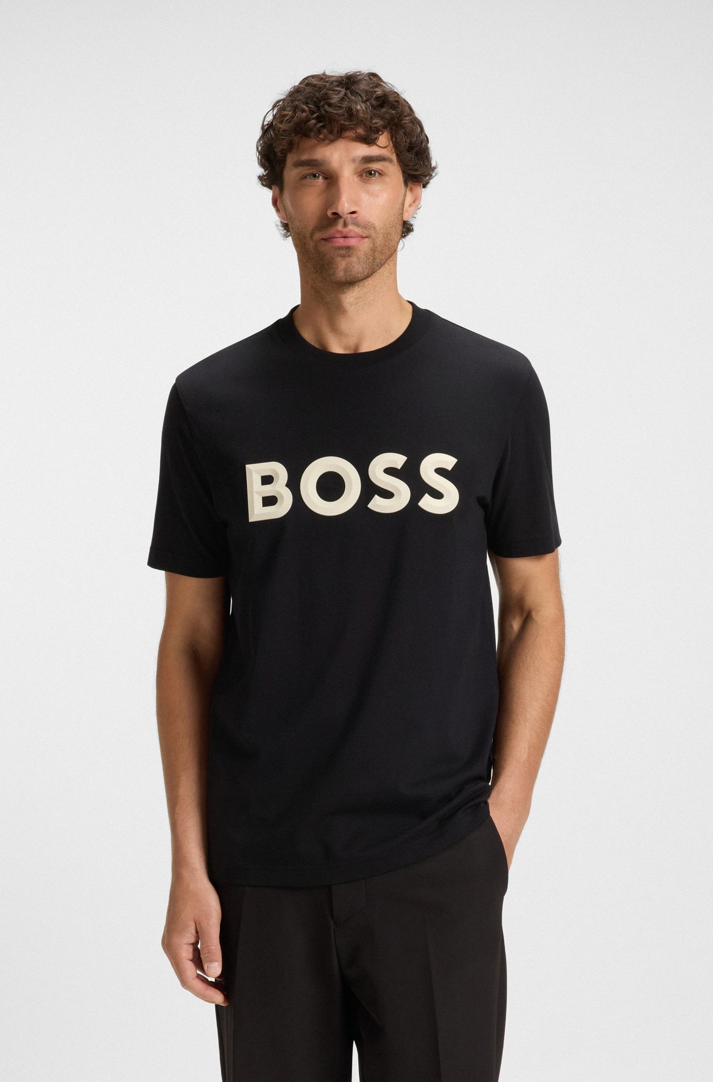 BOSS Men's Classic Bold Contrast Logo Luxury T-Shirt