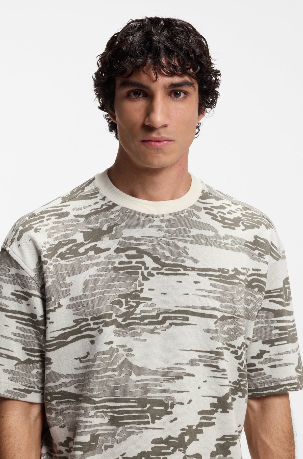 BOSS Men's Abstract Camouflage All-Over Print Luxury T-Shirt