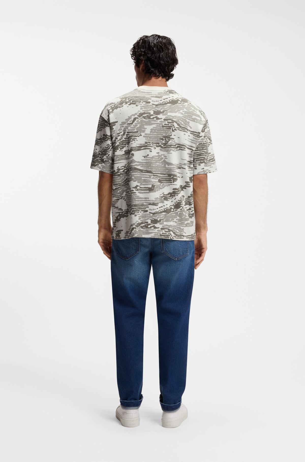 BOSS Men's Abstract Camouflage All-Over Print Luxury T-Shirt