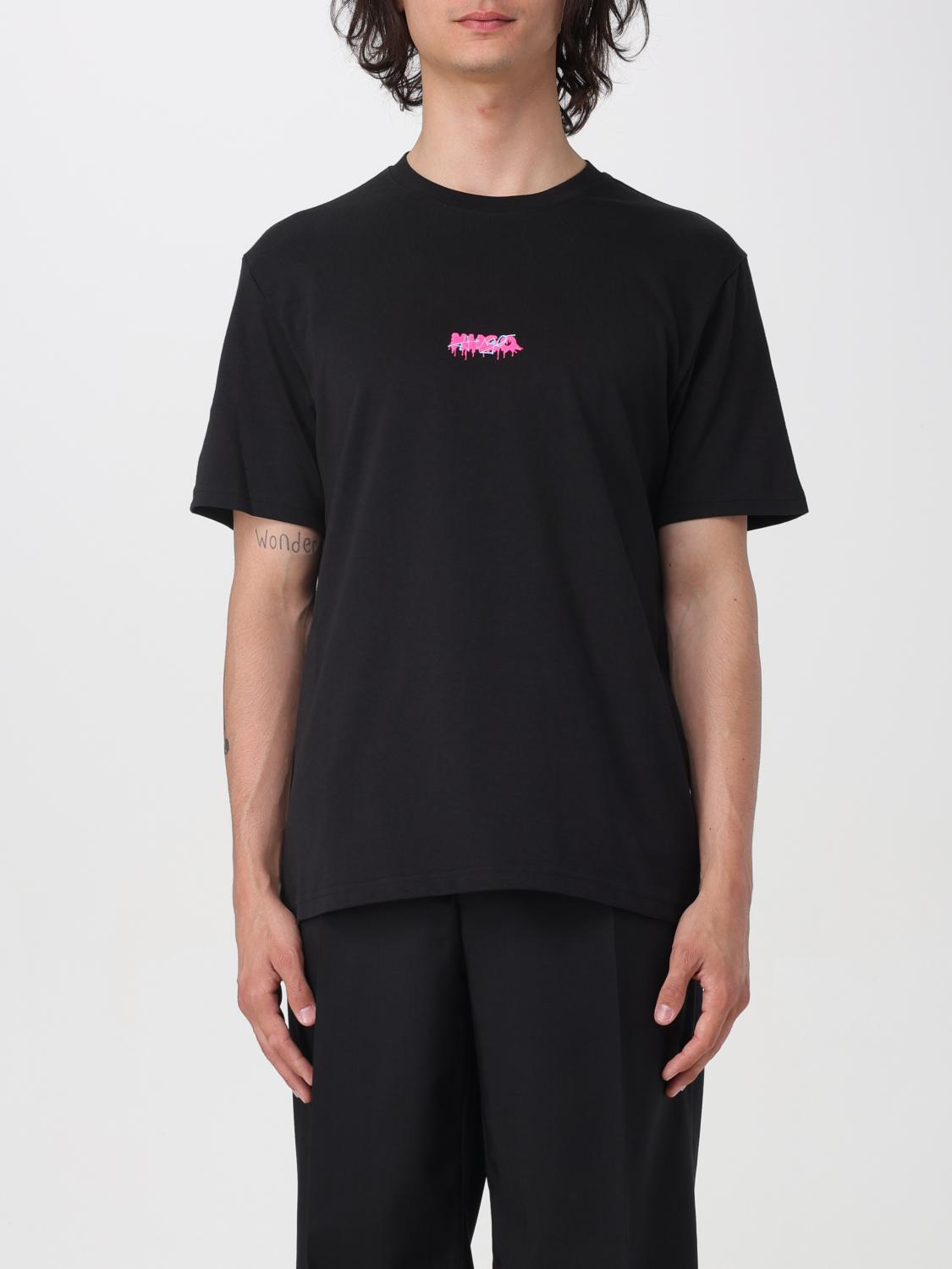 HUGO Men's Liquid Drip Graphic Premium Cotton T-Shirt