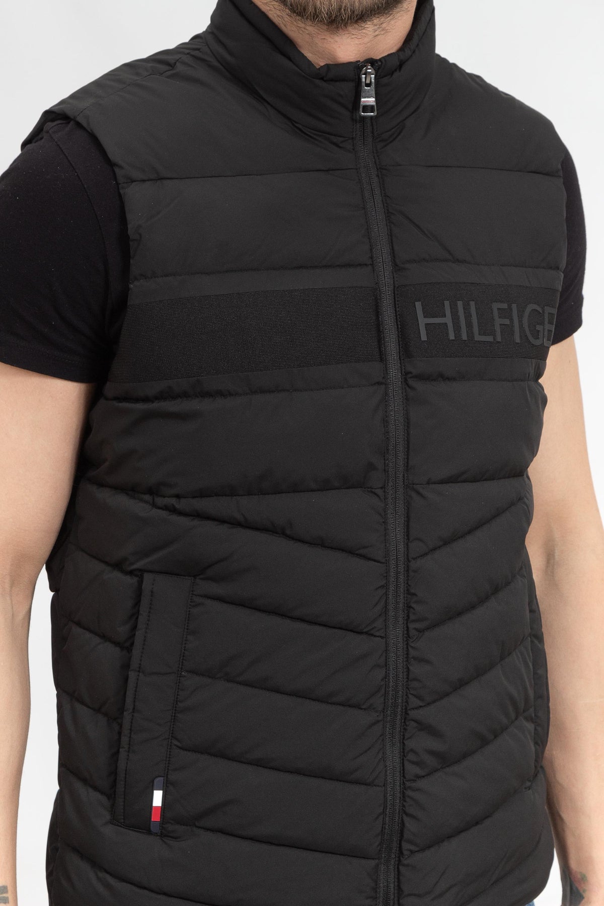 Tommy Hilfiger Men's Logo Stripe Puffer Vest