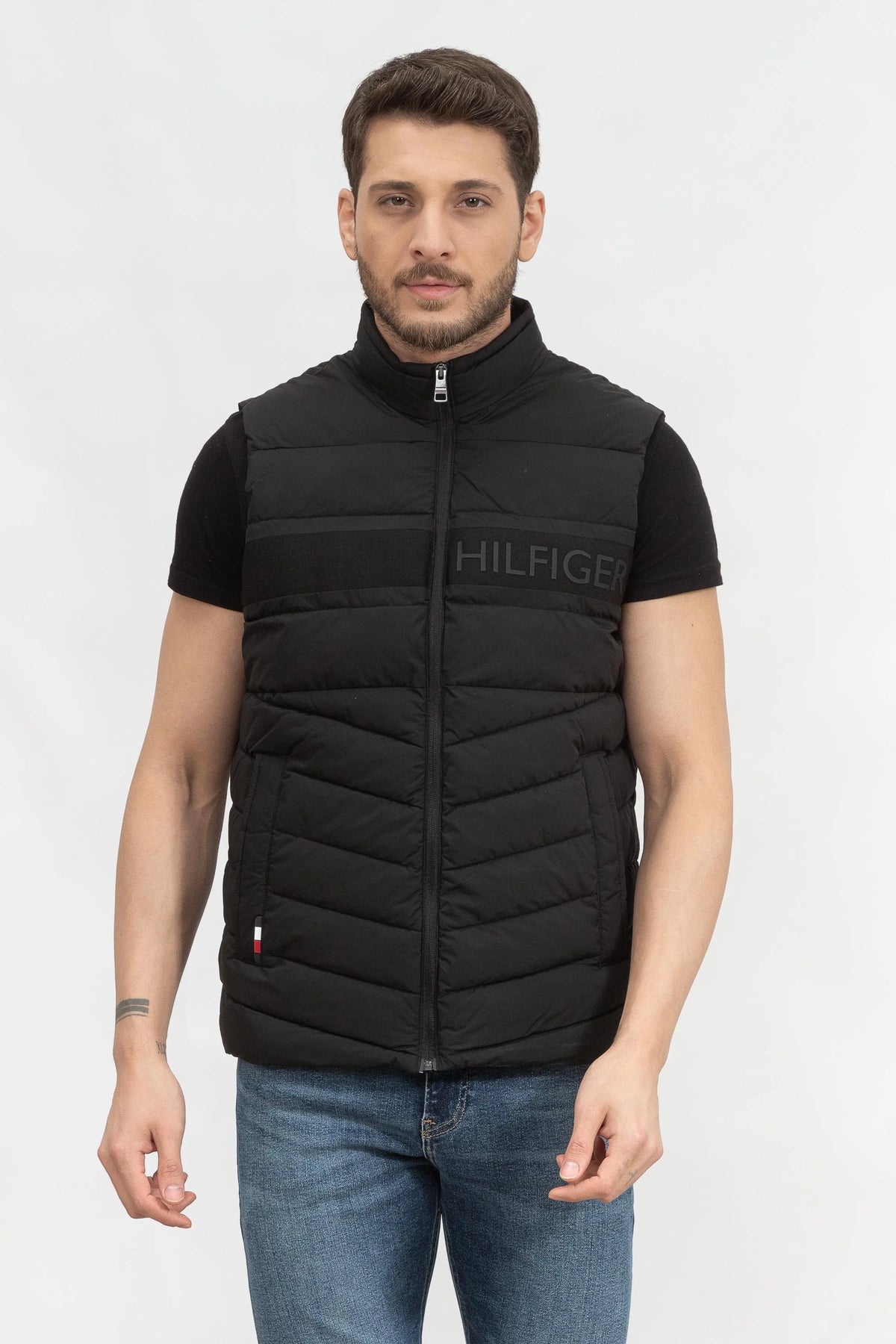Tommy Hilfiger Men's Logo Stripe Puffer Vest